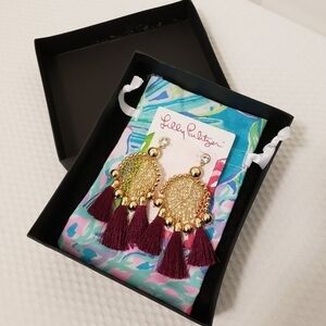 New Lilly Pulitzer Sea Dreamer Earrings "Amarena Cherry" in Color, Retai…